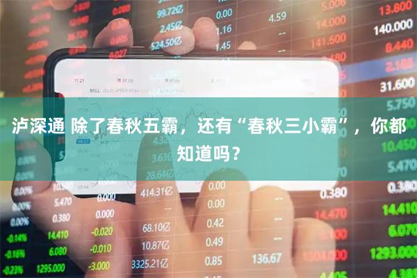 泸深通 除了春秋五霸，还有“春秋三小霸”，你都知道吗？